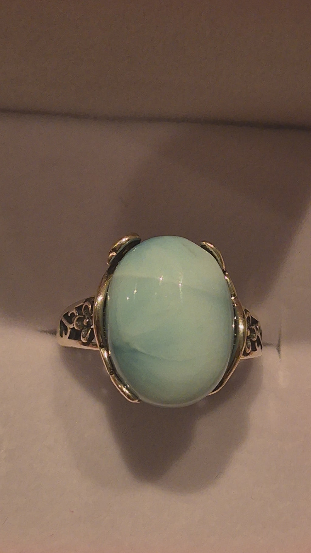 Classic Style Larimar Silver s925 Adjustable Ring