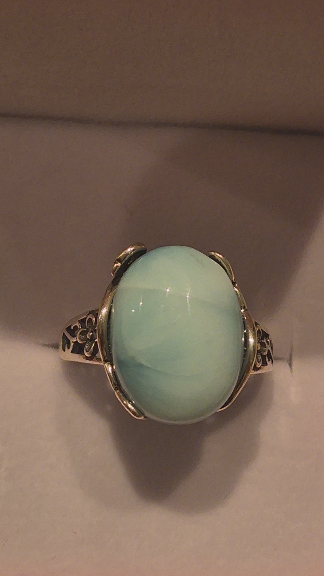 Classic Style Larimar Silver s925 Adjustable Ring