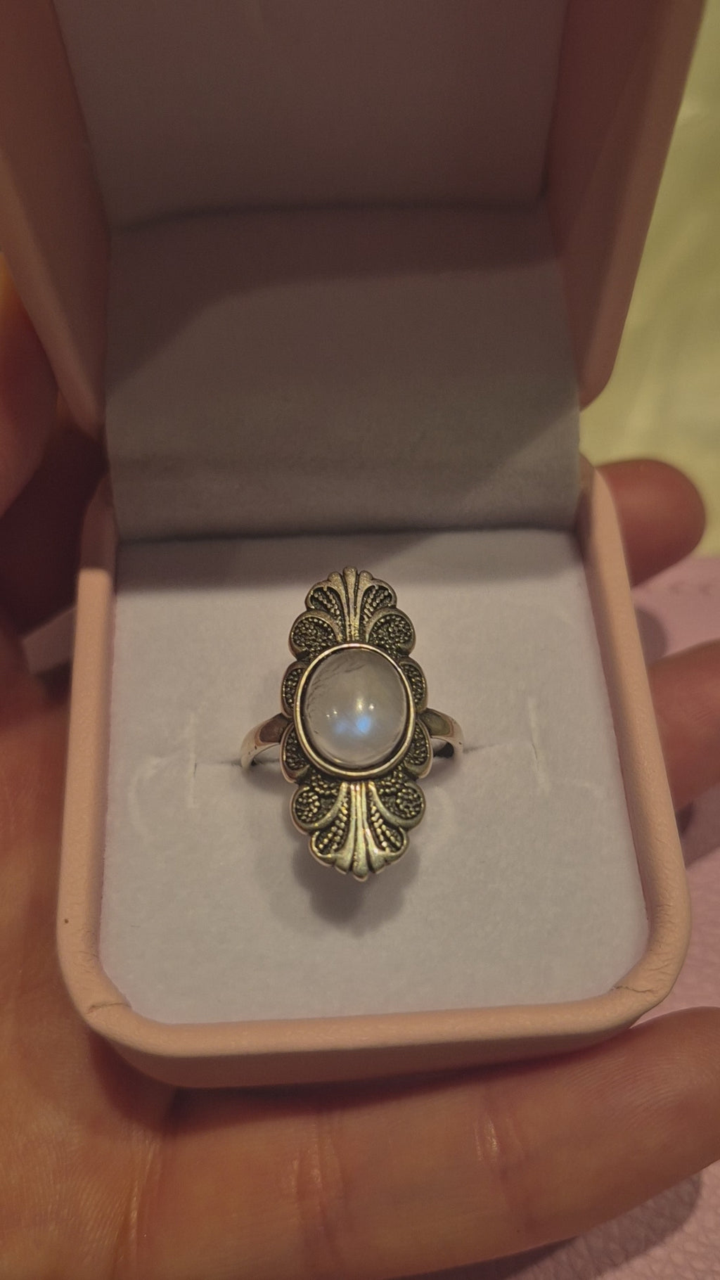 Vintage Moonstone Silver s925 Adjustable Ring
