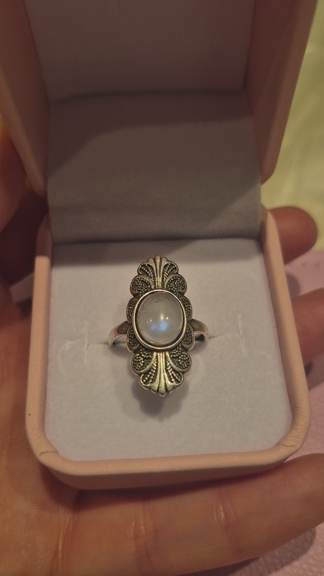 Vintage Moonstone Silver s925 Adjustable Ring