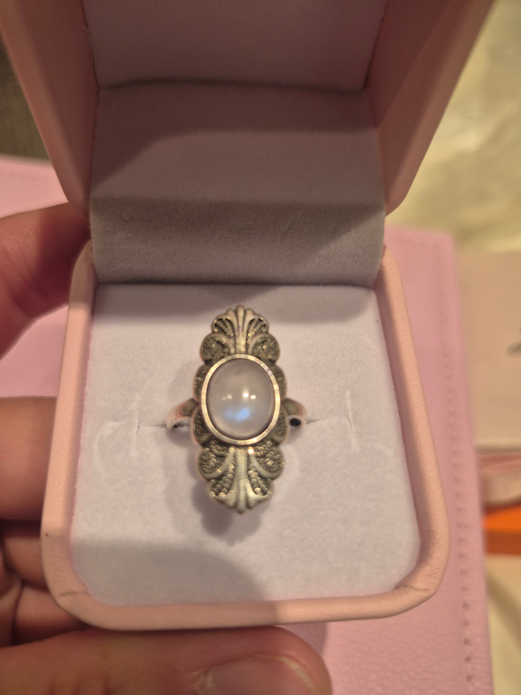 Vintage Moonstone Silver s925 Adjustable Ring