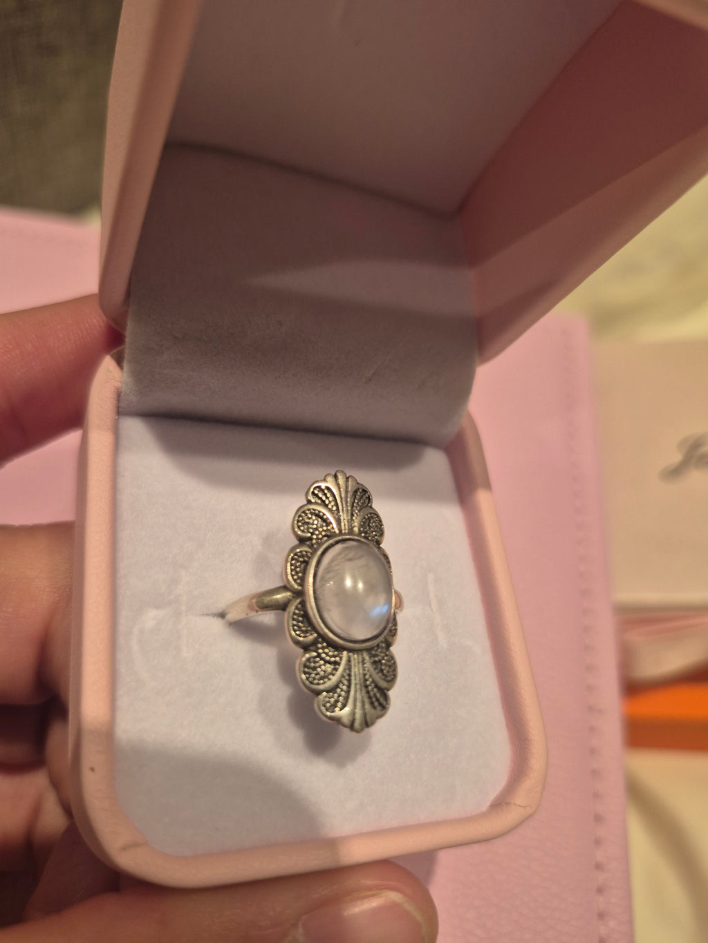 Vintage Moonstone Silver s925 Adjustable Ring