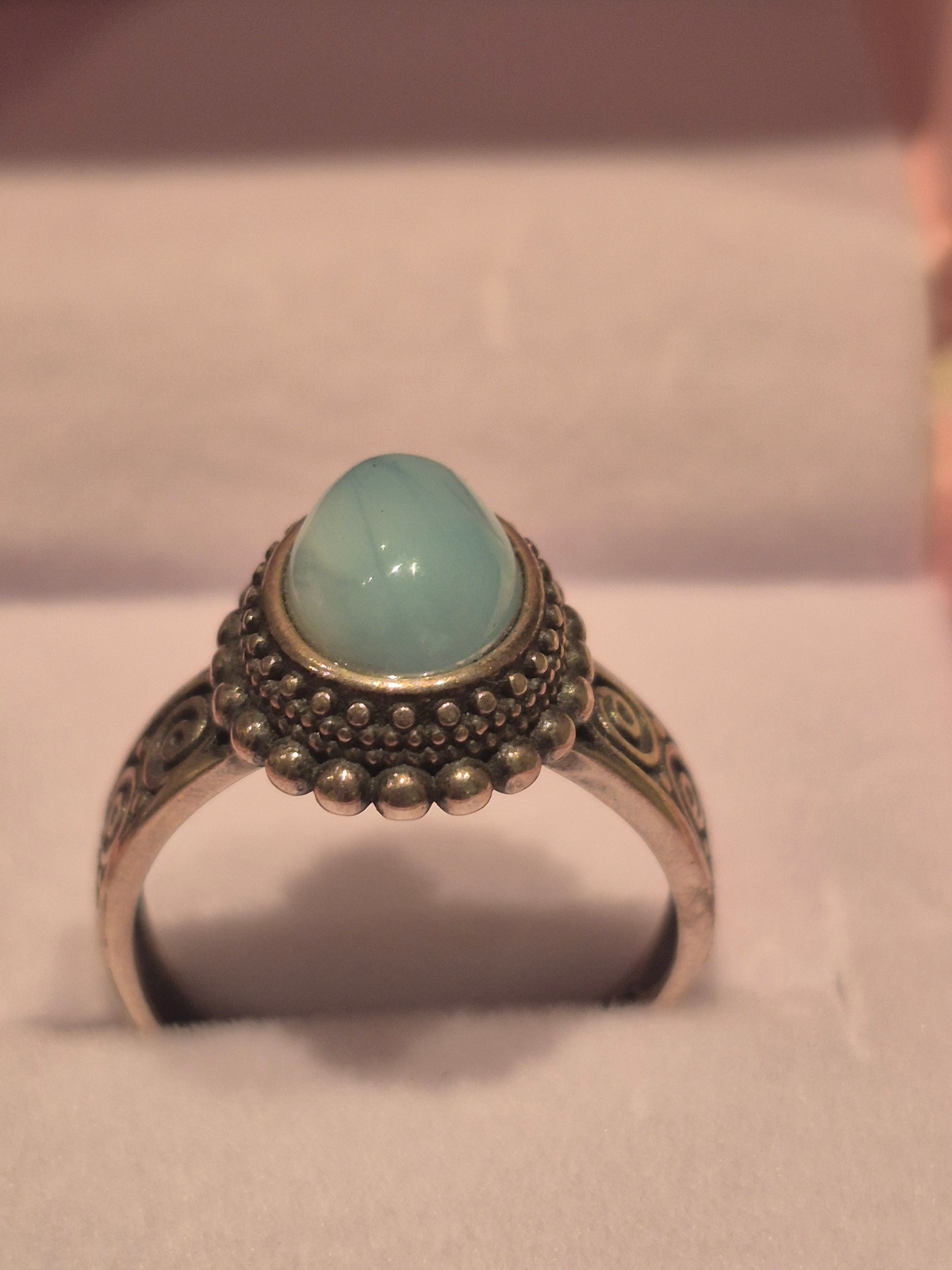 Vintage Larimar Silver s925 Adjustable Ring