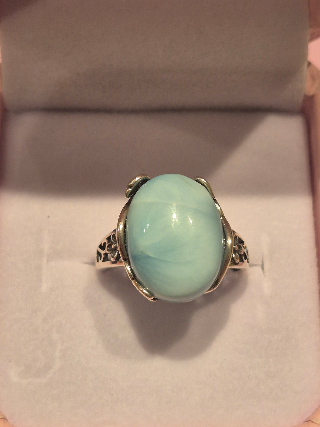 Classic Style Larimar Silver s925 Adjustable Ring