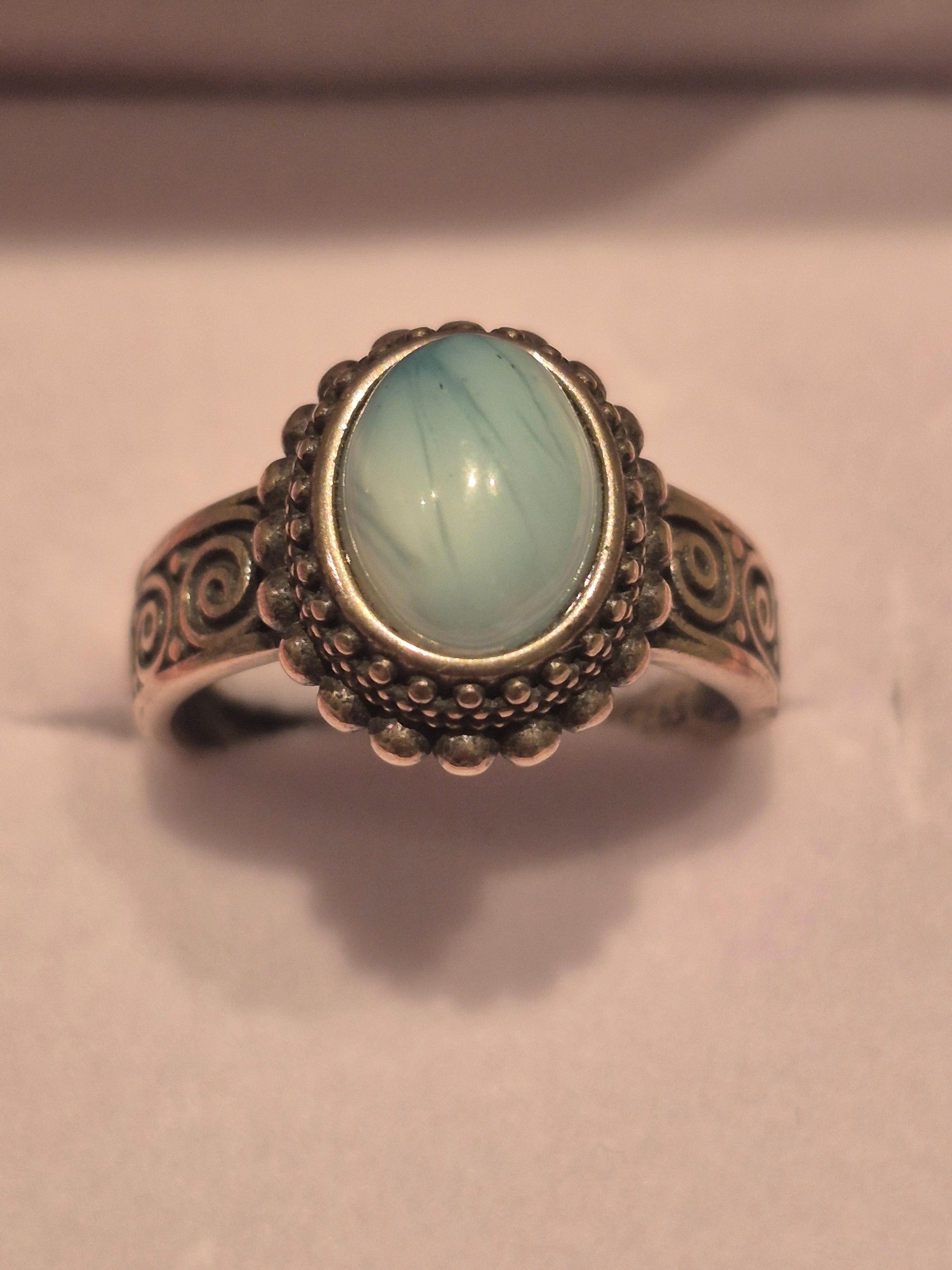 Vintage Larimar Silver s925 Adjustable Ring