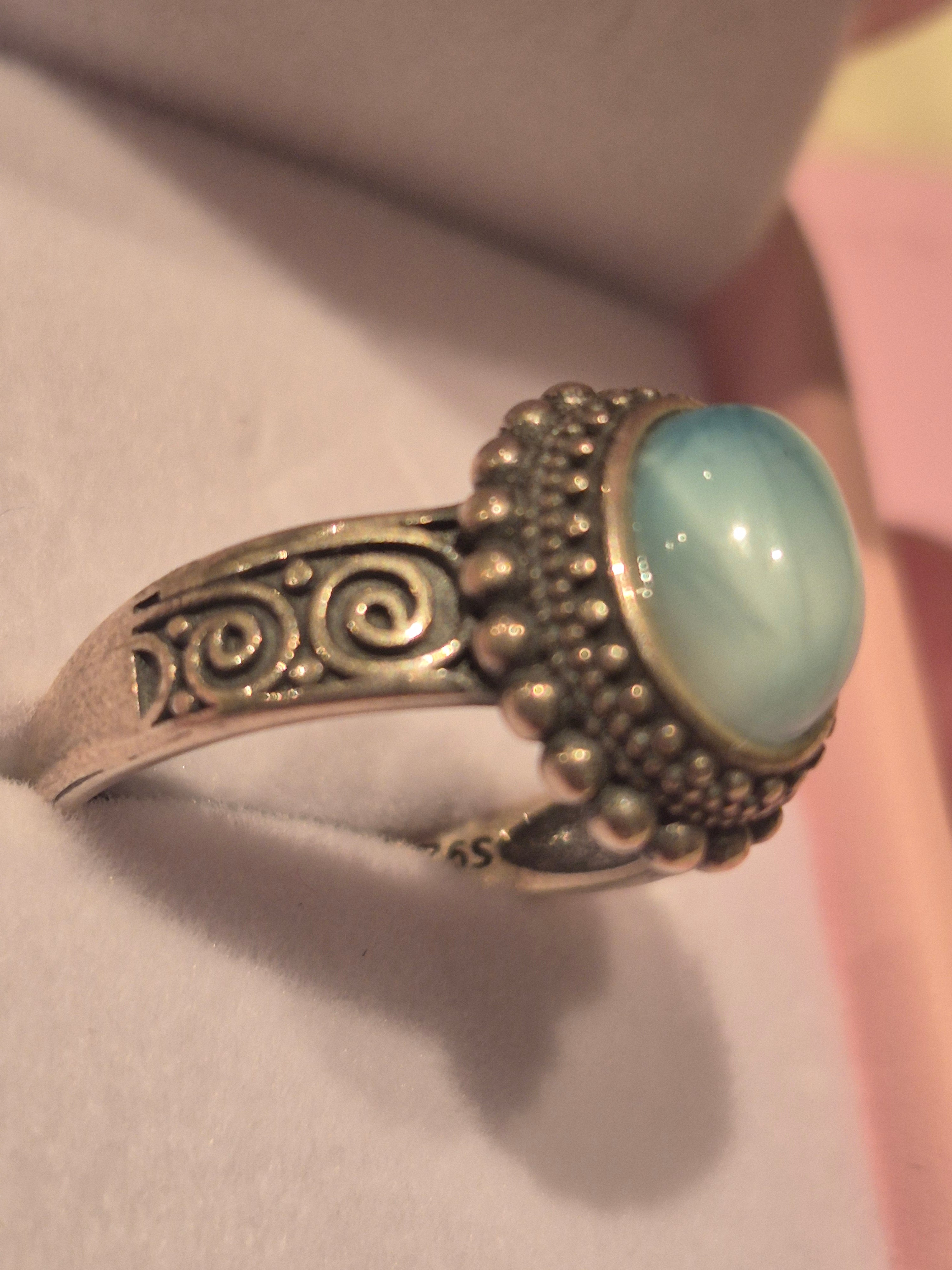 Vintage Larimar Silver s925 Adjustable Ring