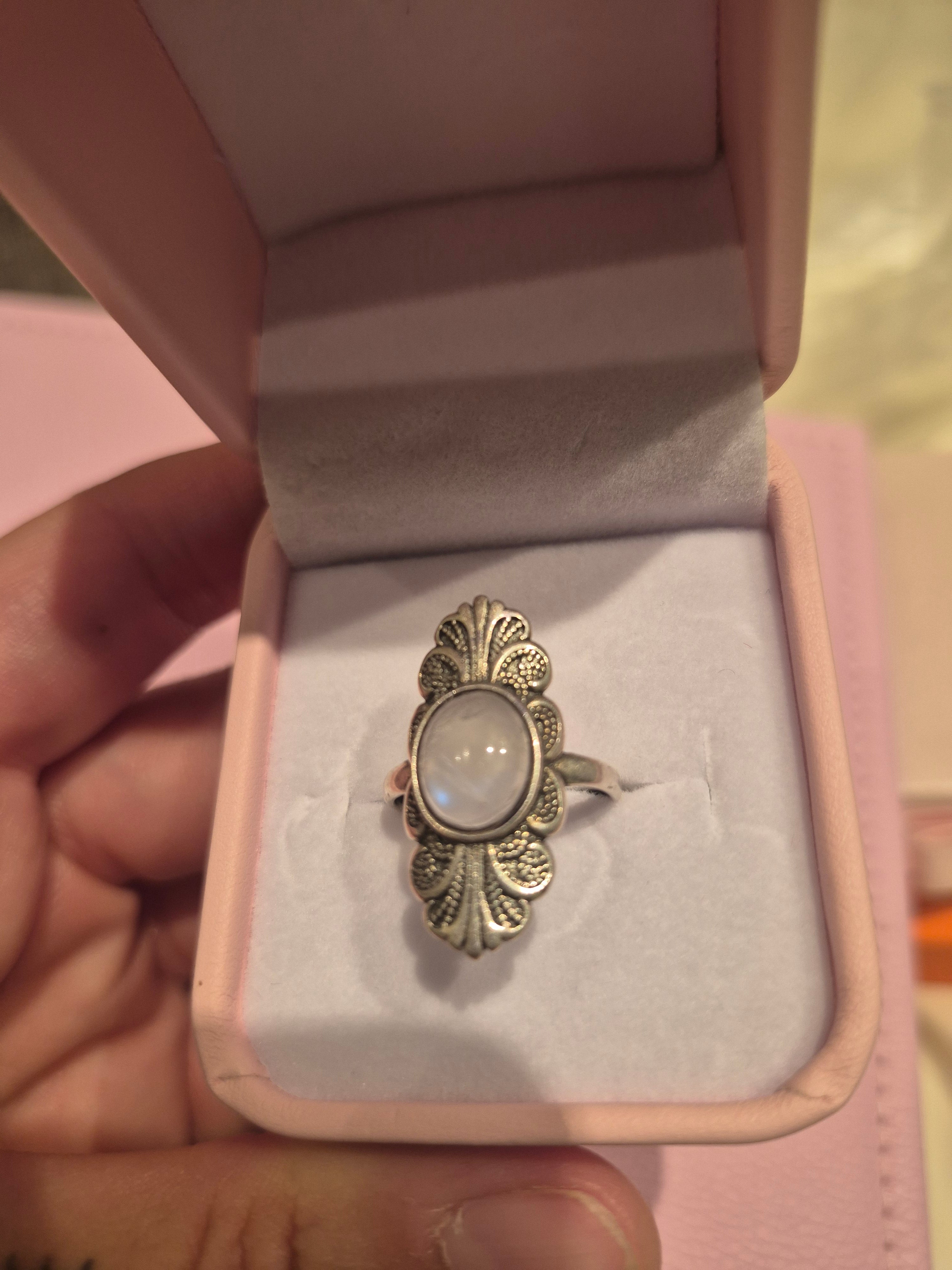 Vintage Moonstone Silver s925 Adjustable Ring