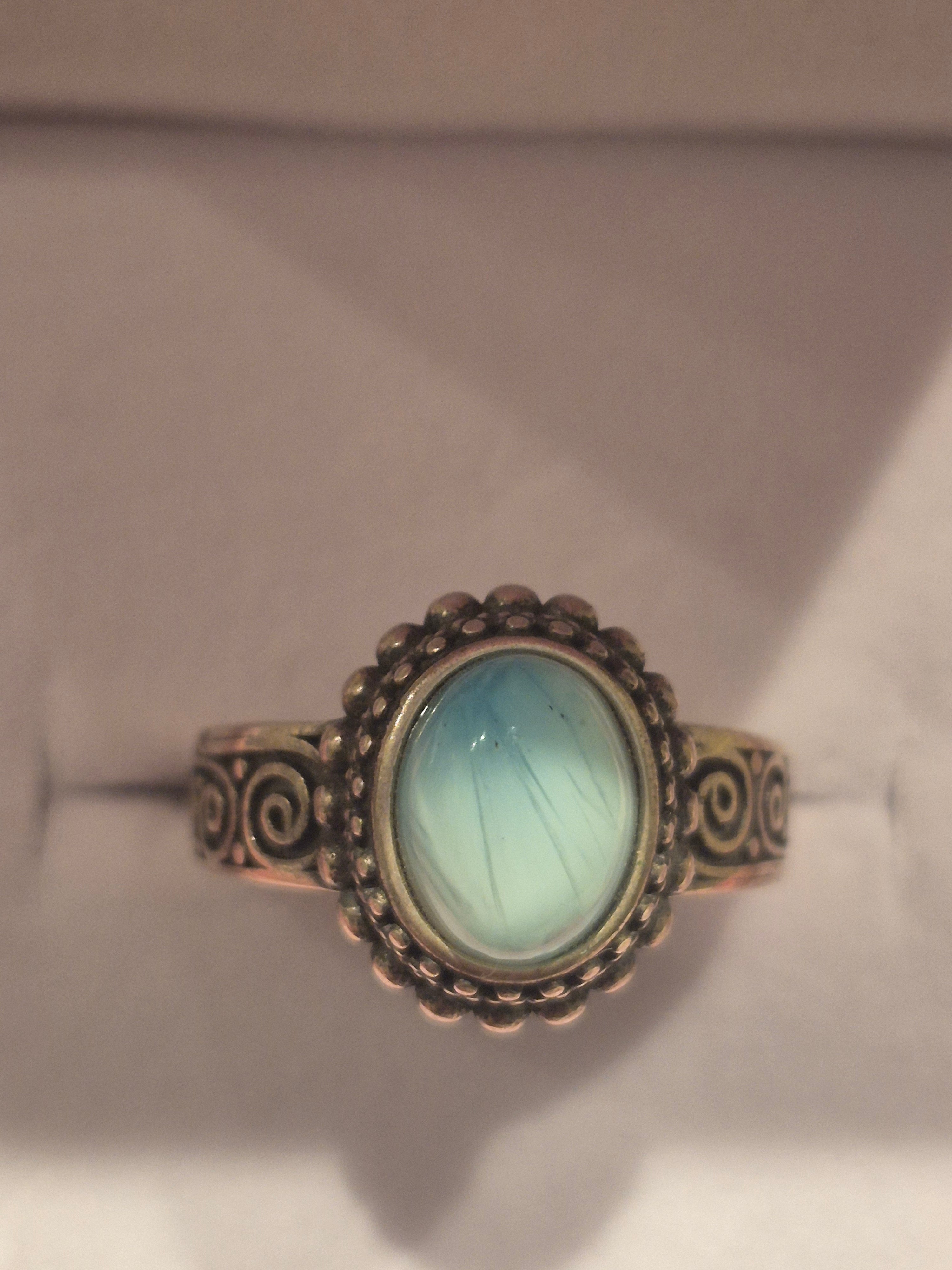 Vintage Larimar Silver s925 Adjustable Ring