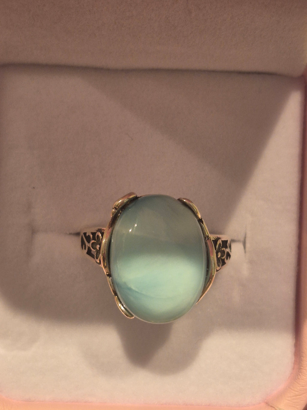Classic Style Larimar Silver s925 Adjustable Ring